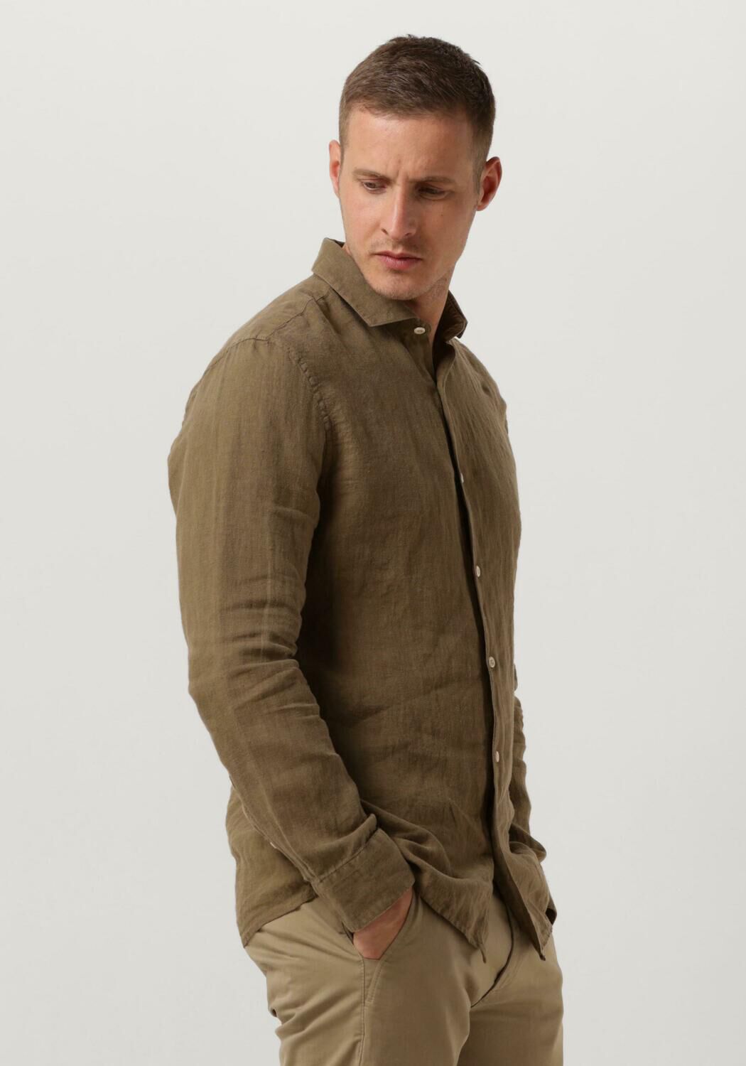The GoodPeople Casual Olive Overhemd Soho Green Heren