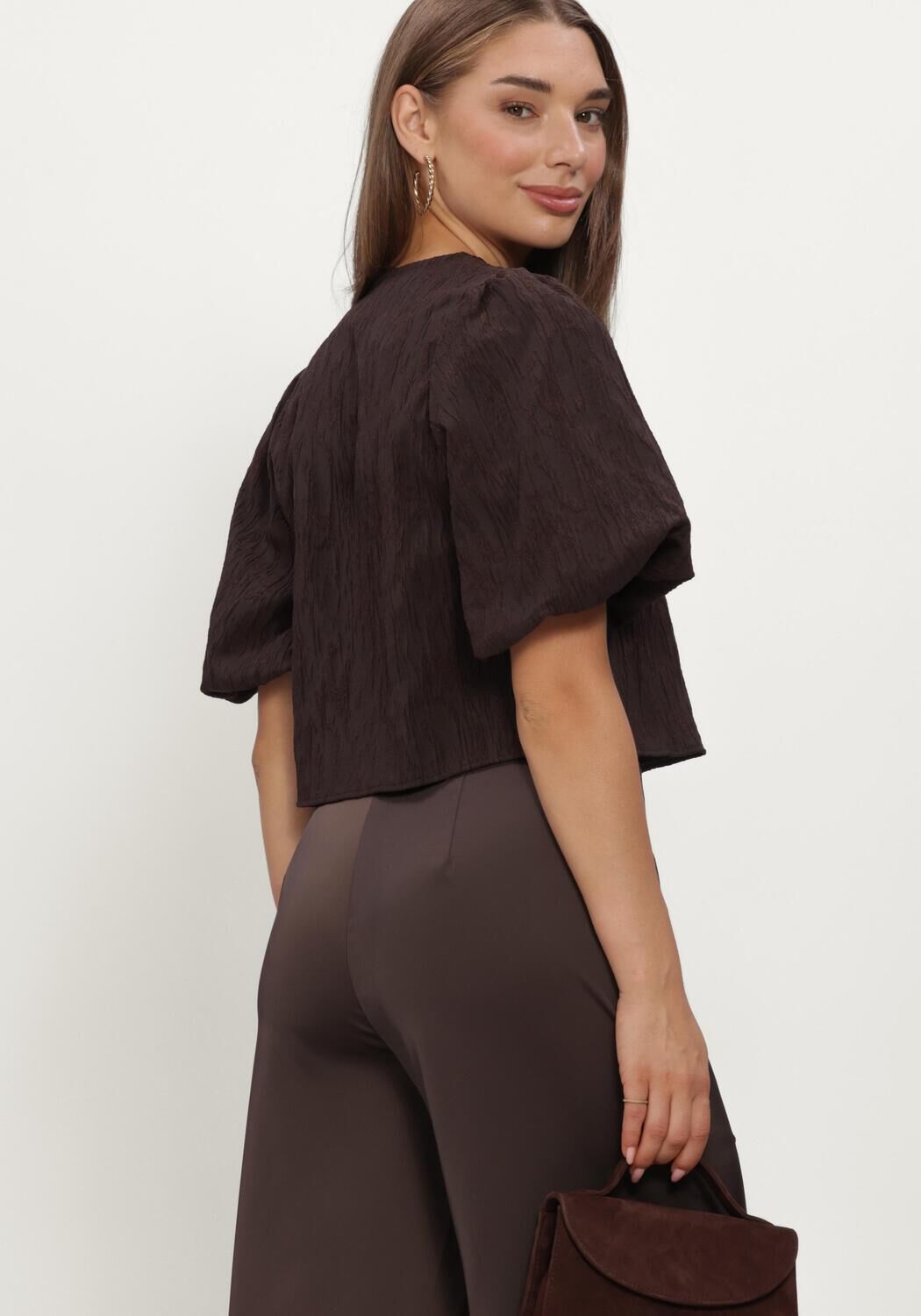 Bruine Y.A.S. Blouses YASMINU 2/4 SHORT TOP - large