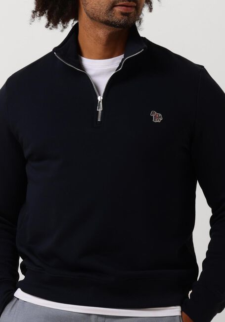 Donkerblauwe PS PAUL SMITH Trui MENS LS REG FIT HALF ZIP TOP ZEBRA - large