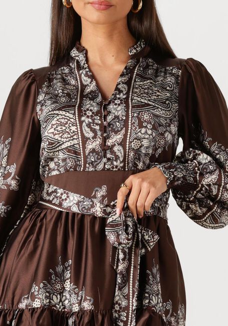 Bruine NEO NOIR Mini jurk MALFIDA PAISLEY BORDER DRESS - large