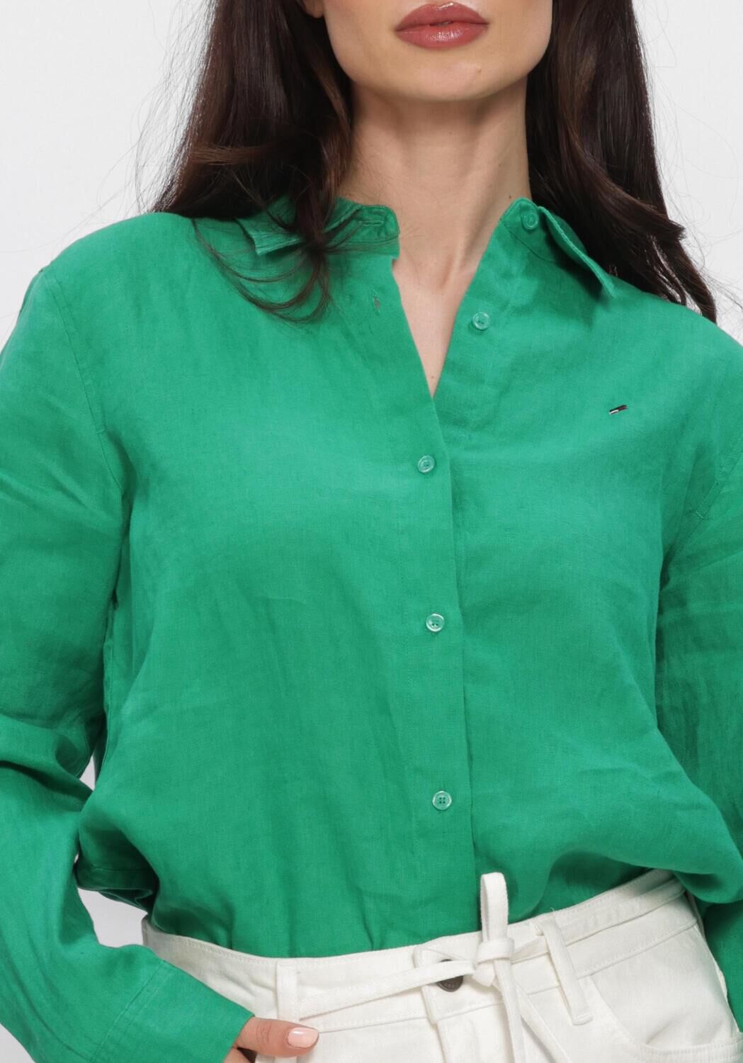 Groene TOMMY HILFIGER Blouses ESS LINEN RELAXED LS - large