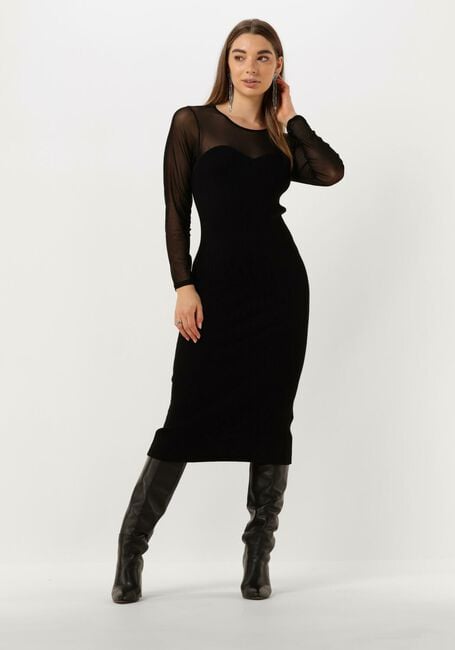 Zwarte CO'COUTURE Midi jurk BADUCC MIX CORSET DRESS - large
