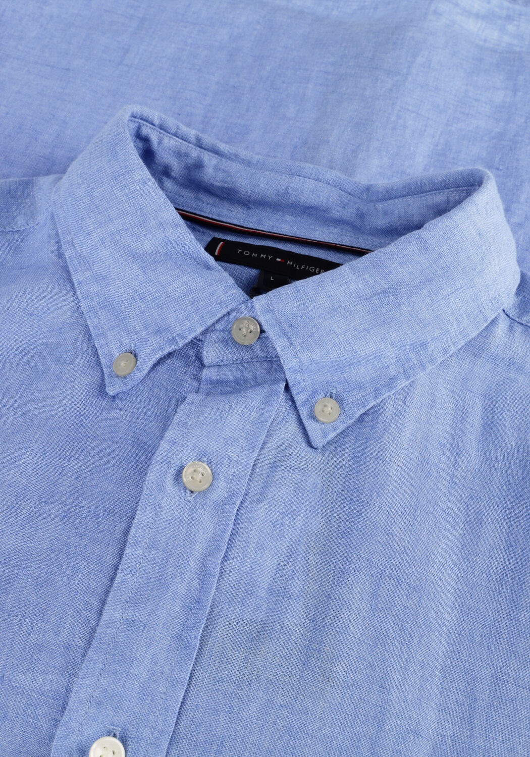 Lichtblauwe TOMMY HILFIGER Casual overhemd PIGMENT DYED LI SOLID RF SHIRT - large