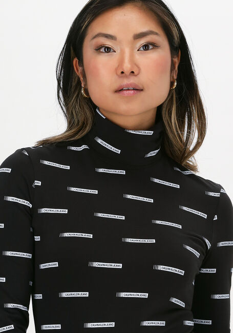 Zwarte CALVIN KLEIN Top LOGO ALL OVER PRINT LS ROLLNEC - large