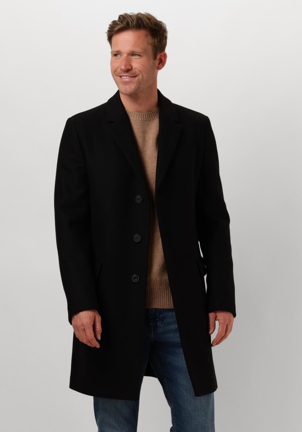 Hugo Boss Stijlvolle Zwarte Jas voor Mannen Black Heren