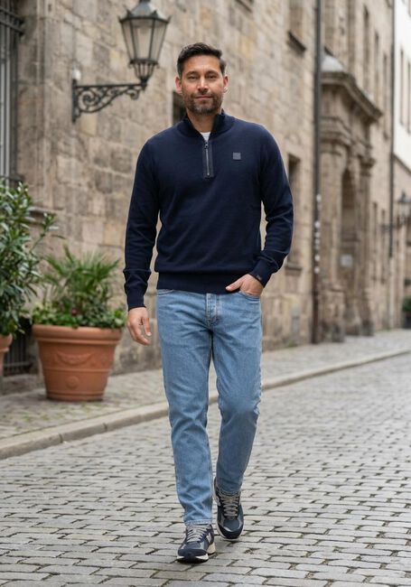 Donkerblauwe BUTCHER OF BLUE Trui CLIFDEN CO HALF ZIP - large