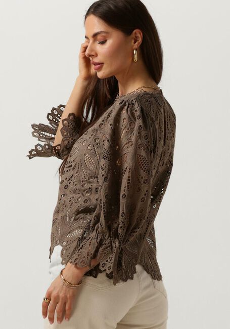 Taupe NEO NOIR Blouses ADELA EMBROIDERY BLOUSE - large