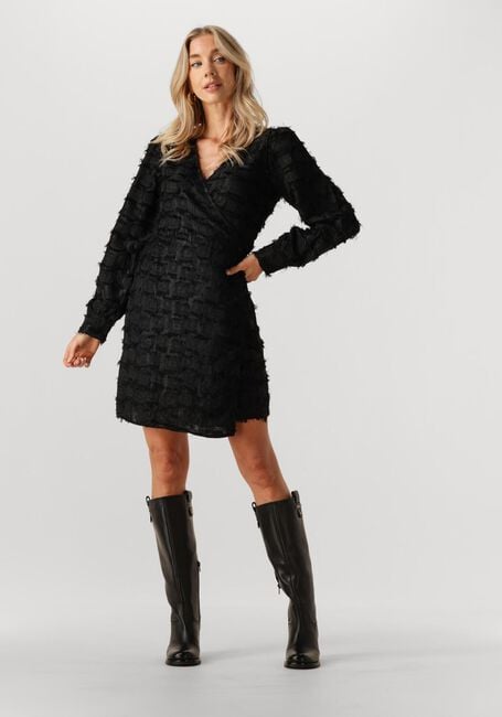 Zwarte OBJECT Mini jurk OBJDARIA L/S RE SHORT WRAP DRESSDA - large