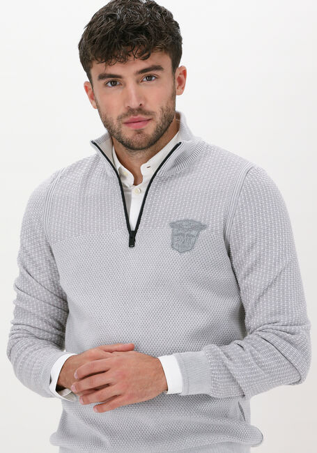 Lichtgrijze PME LEGEND Trui HALF ZIP COLLAR COTTON PLATED - large