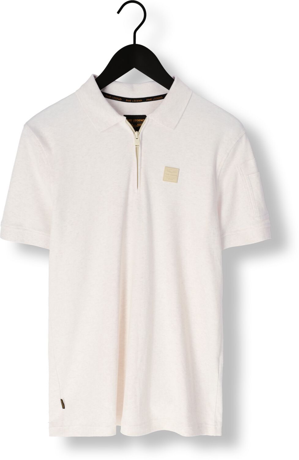 PME LEGEND Heren Polo's & T-shirts Short Sleeve Polo Interlock Melange Zip Beige