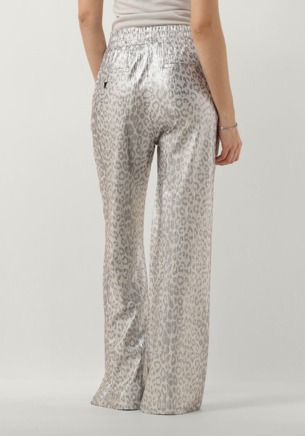 ALIX THE LABEL Dames Broeken Ladies Knitted Leopard Pants Zilver