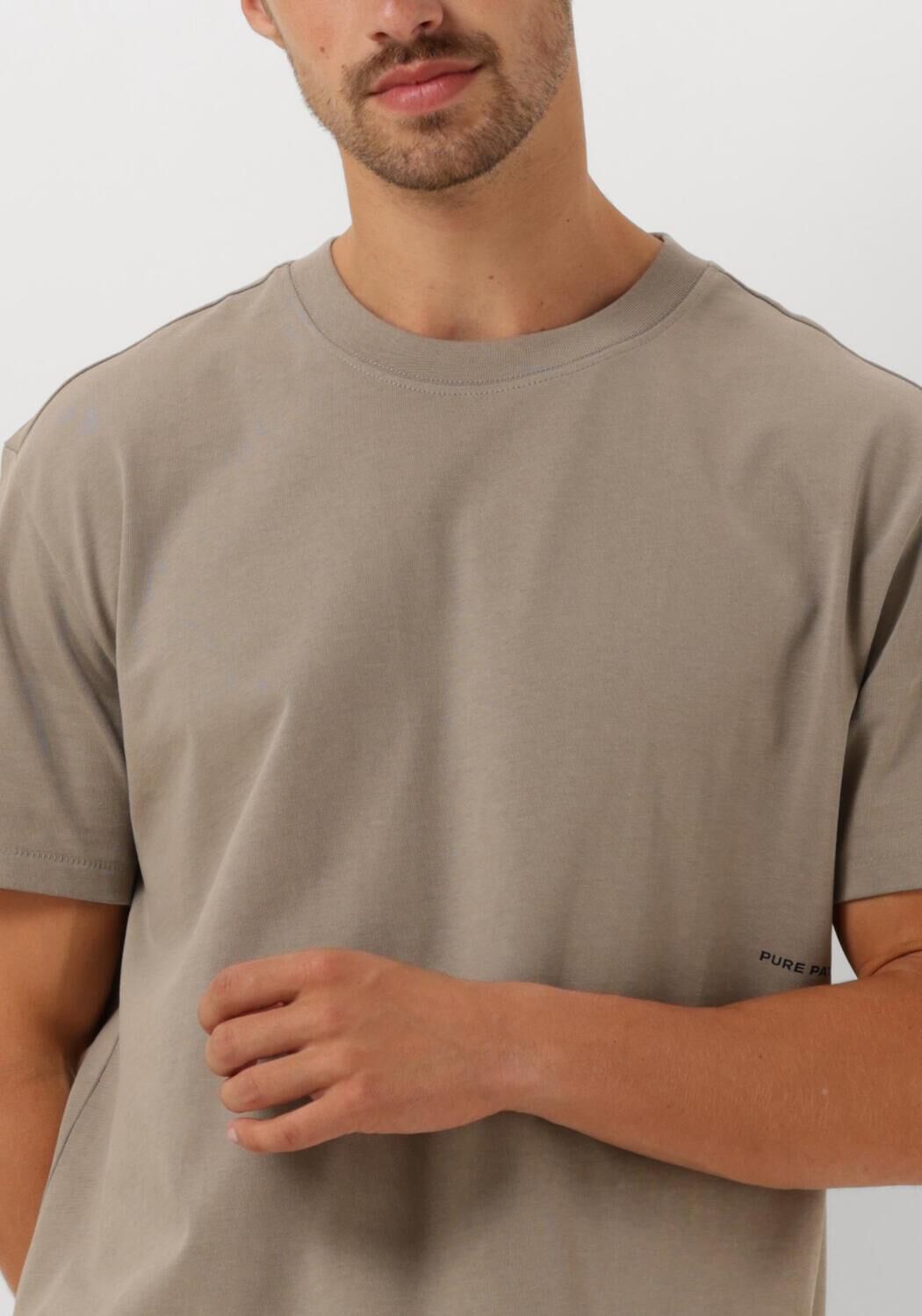 PURE PATH Heren Polo's & T-shirts Loose Fit T-shirts Crewneck Ss106 Taupe