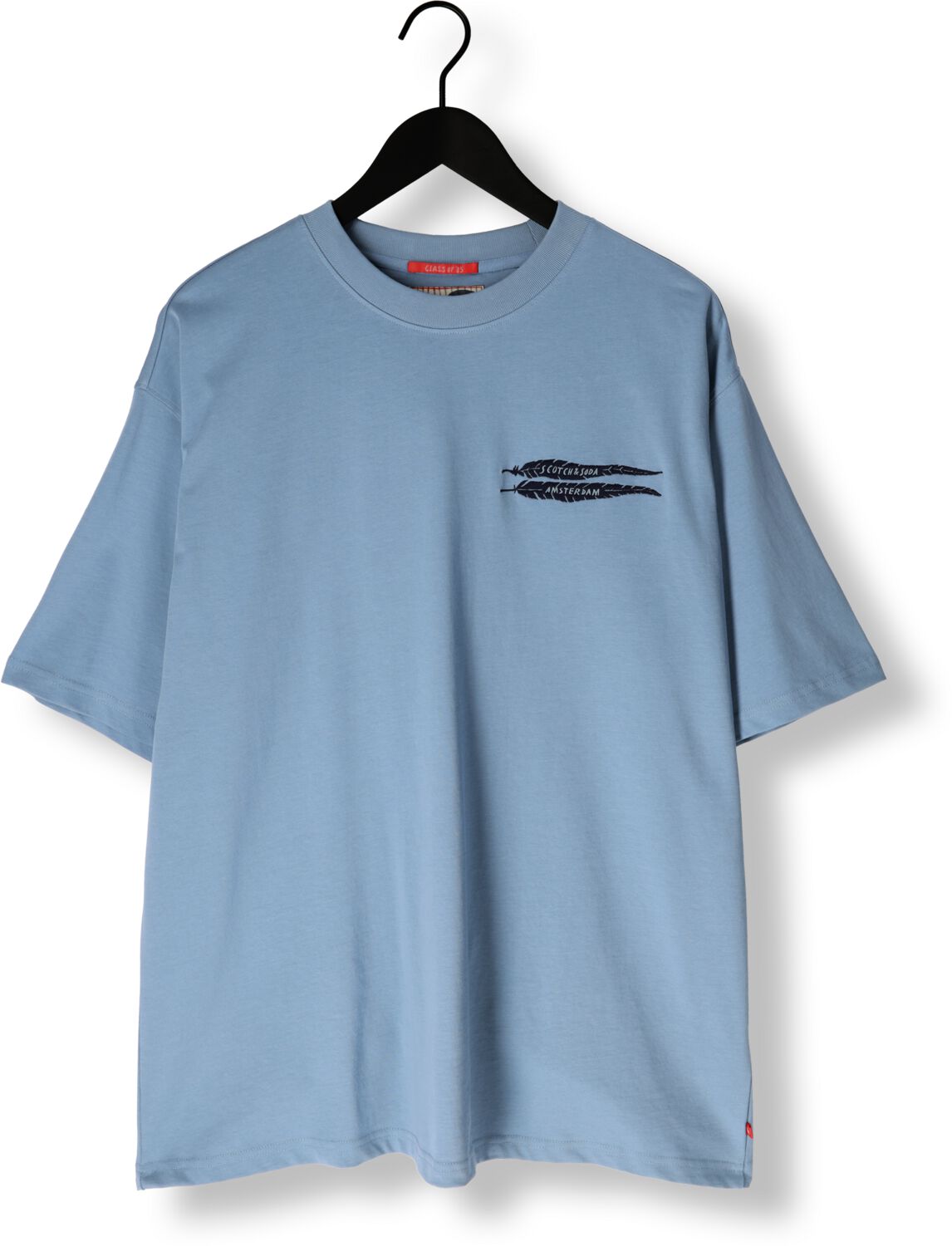 SCOTCH & SODA Heren Polo's & T-shirts Loose-fit Artwork T-shirt Lichtblauw