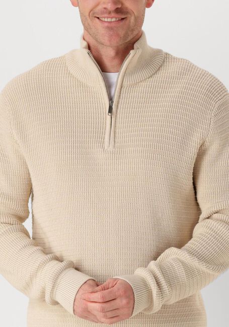 Beige SELECTED HOMME Trui SLHTHEO LS KNIT STRUCTURE HALF ZIP - large