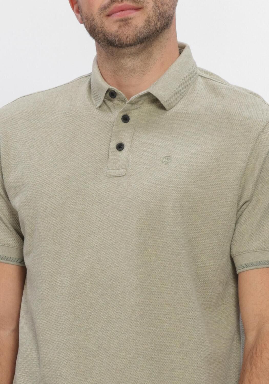 Khaki CAST IRON Polo SHORT SLEEVE POLO SLIM FIT POPCORN JERSEY MELANGE - large