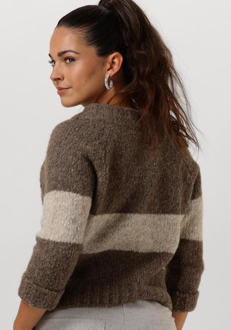 Bruine PENN & INK Trui 225 JUMPER STRIPE - large