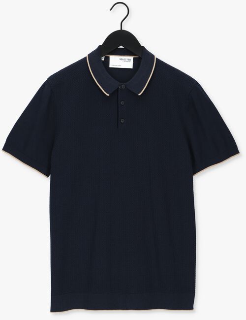 Blauwe SELECTED HOMME Polo SLHHANK SS KNIT BUTTON POLO - large