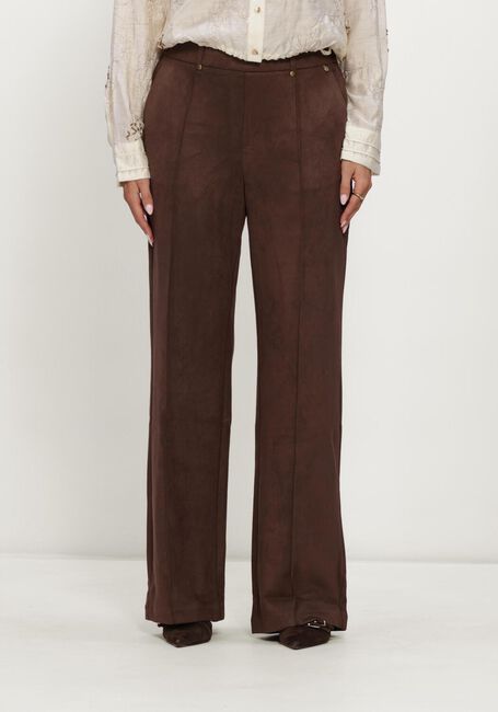 Bruine NUKUS Wijde broek JILL PANTS SUEDINE - large
