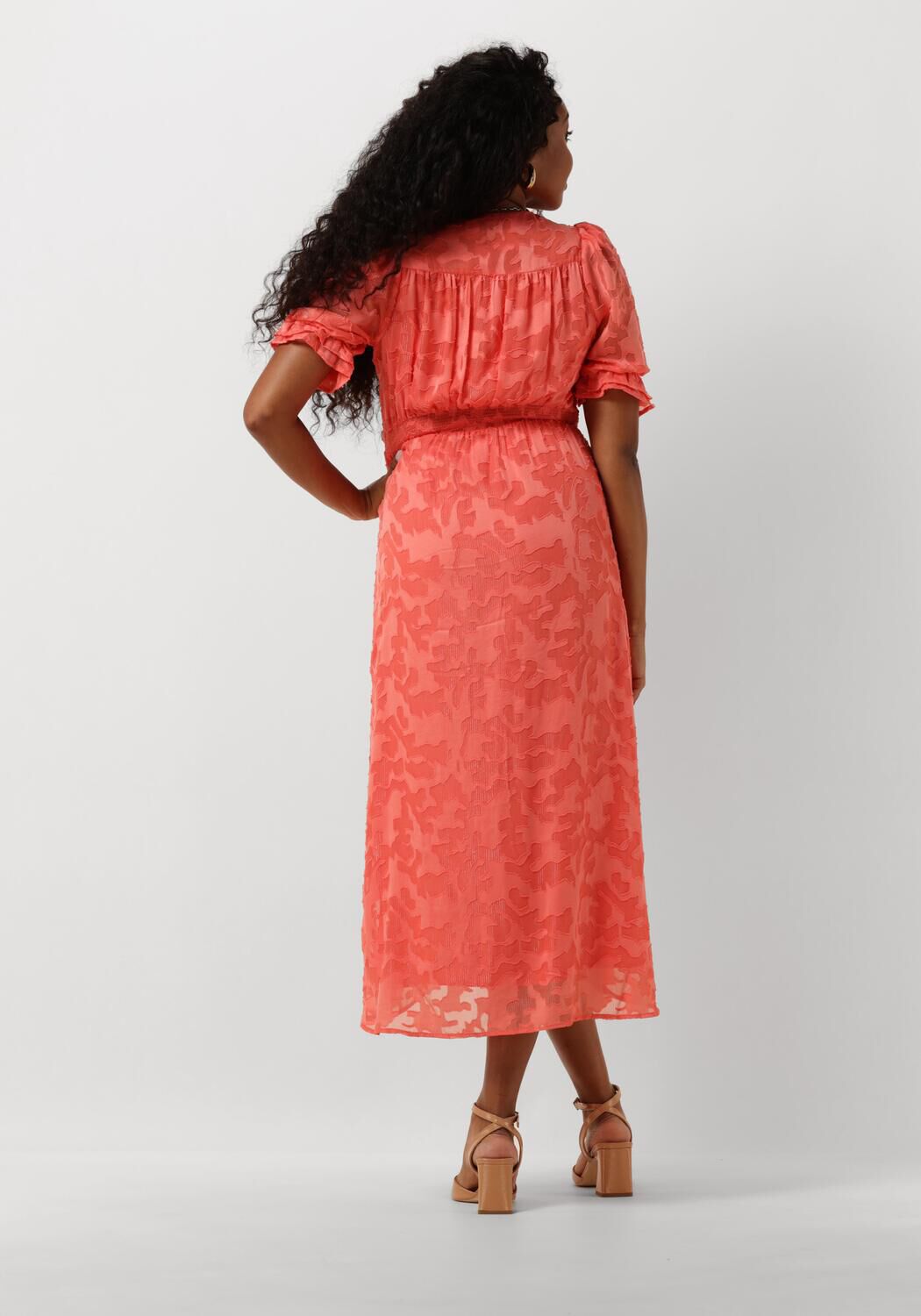 oranje freebird midi jurk dahl