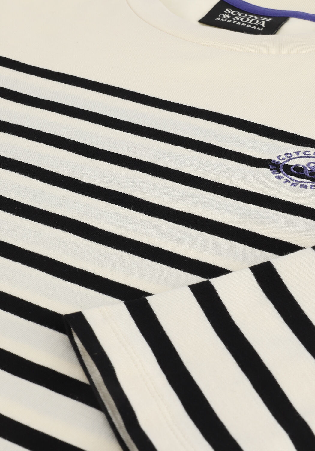 Gebroken wit SCOTCH & SODA T-shirt STRIPED LONG-SLEEVED T-SHIRT W - large