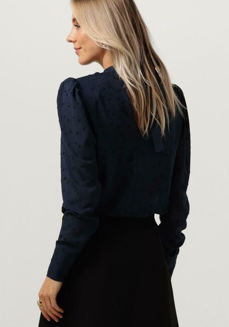 Donkerblauwe VANILIA Blouses VISCOSE DOT BOW BLOUSE - large