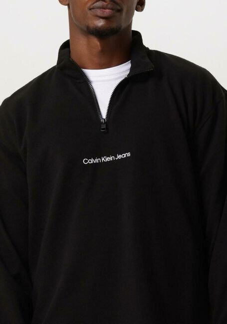 Zwarte CALVIN KLEIN Sweater INSTIT HALF ZIP OTTOMAN TEE - large