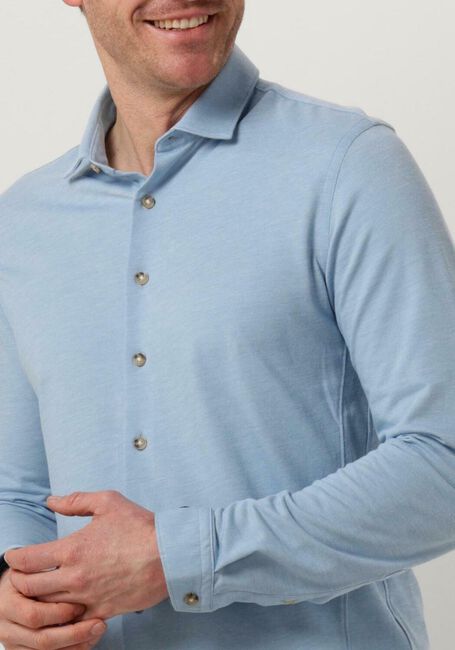 Lichtblauwe CAST IRON Casual overhemd LONG SLEEVE SHIRT CF JERSEY PIQUE TEC - large