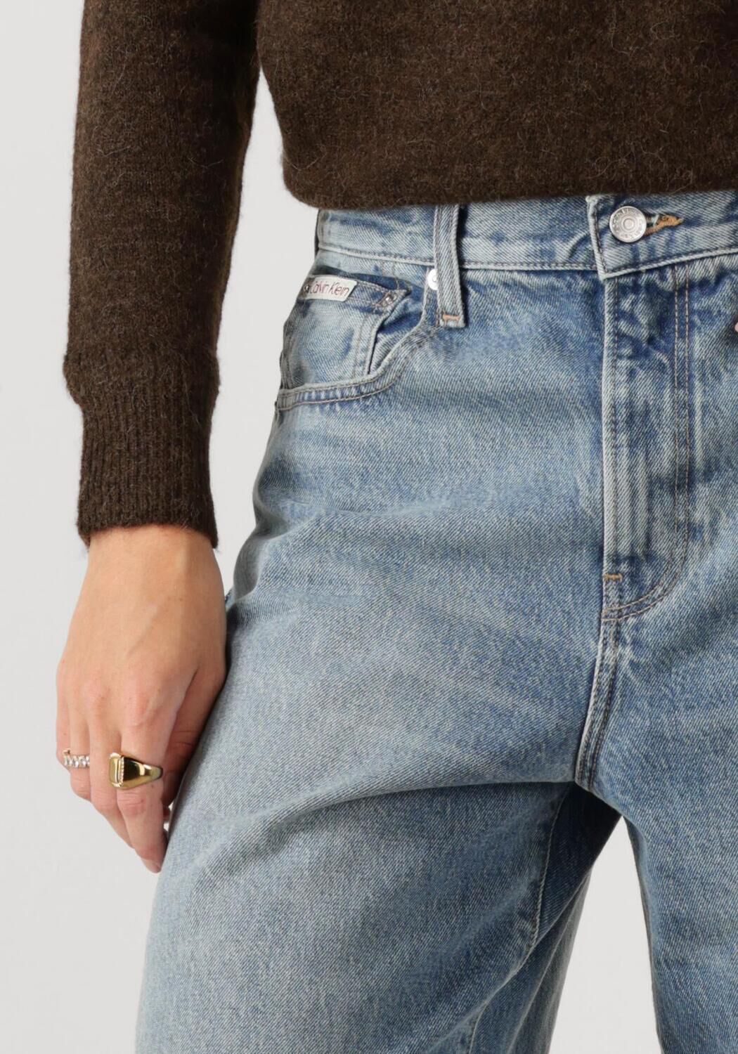 CALVIN KLEIN Dames Jeans The Wide Leg Blue Gulf Lichtblauw