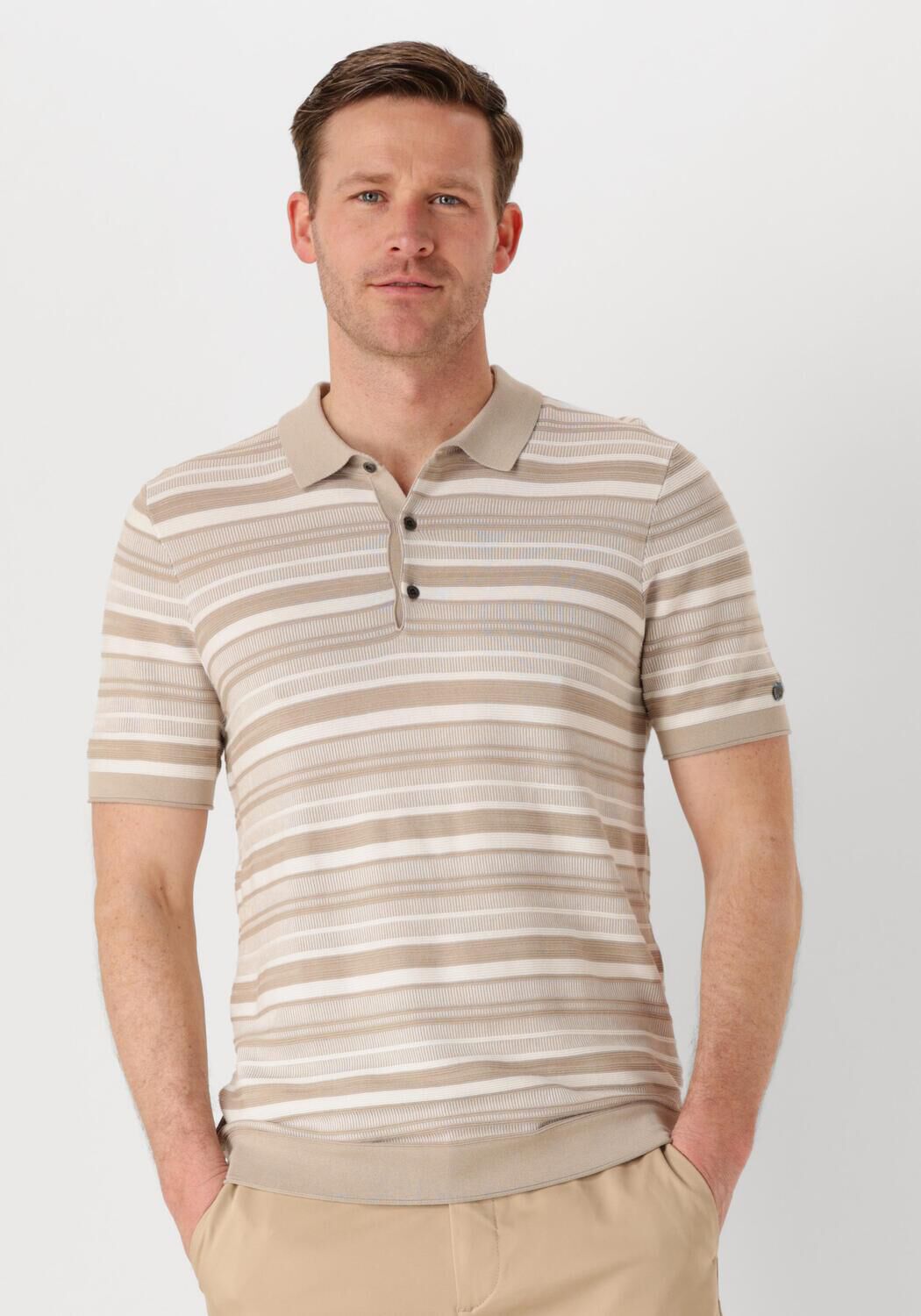 CAST IRON Heren Polo's & T-shirts Short Sleeve Polo Cotton Modal Zand