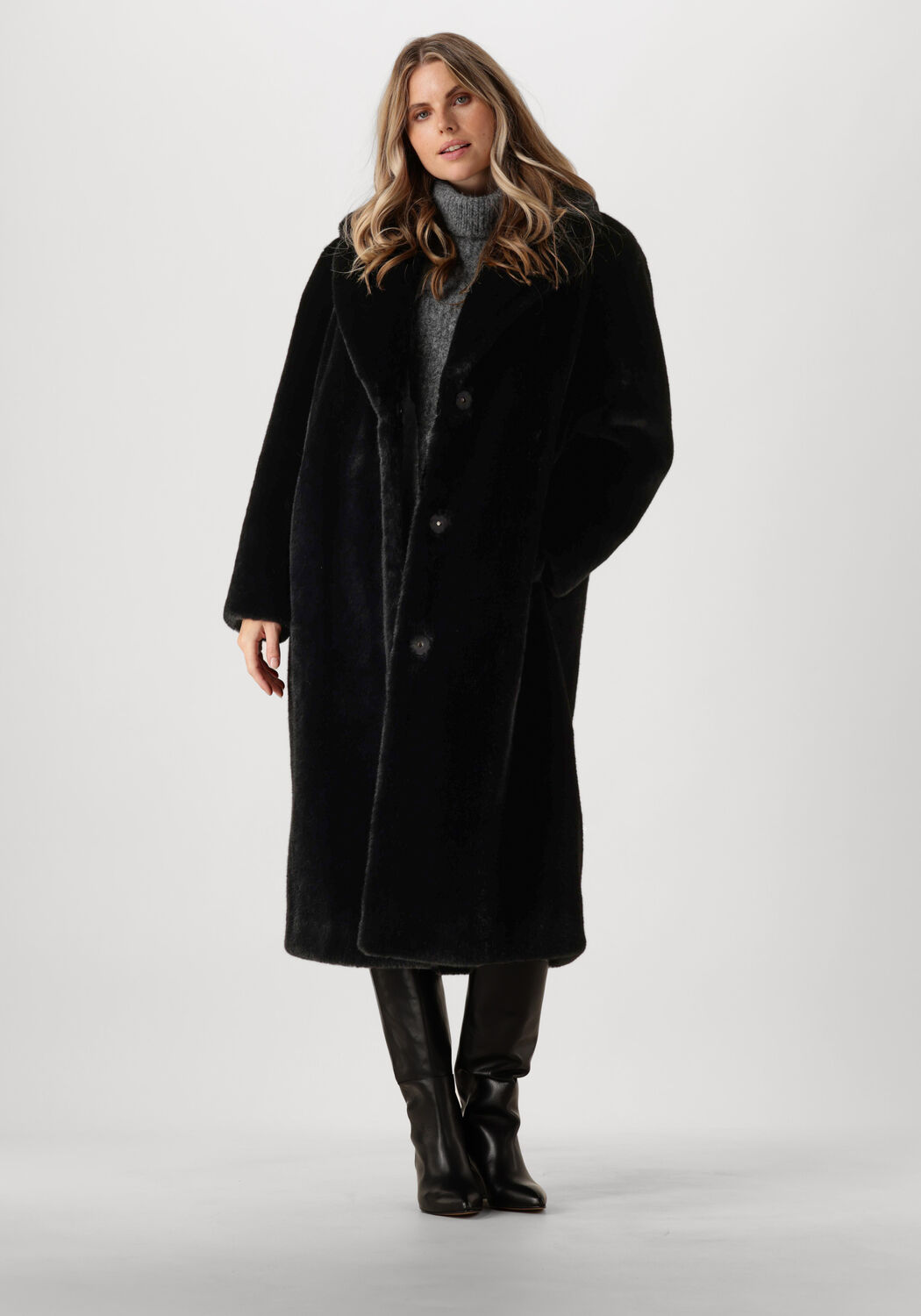 Stand Studio Maria Soft Coat Winter Stijlvol Black Dames