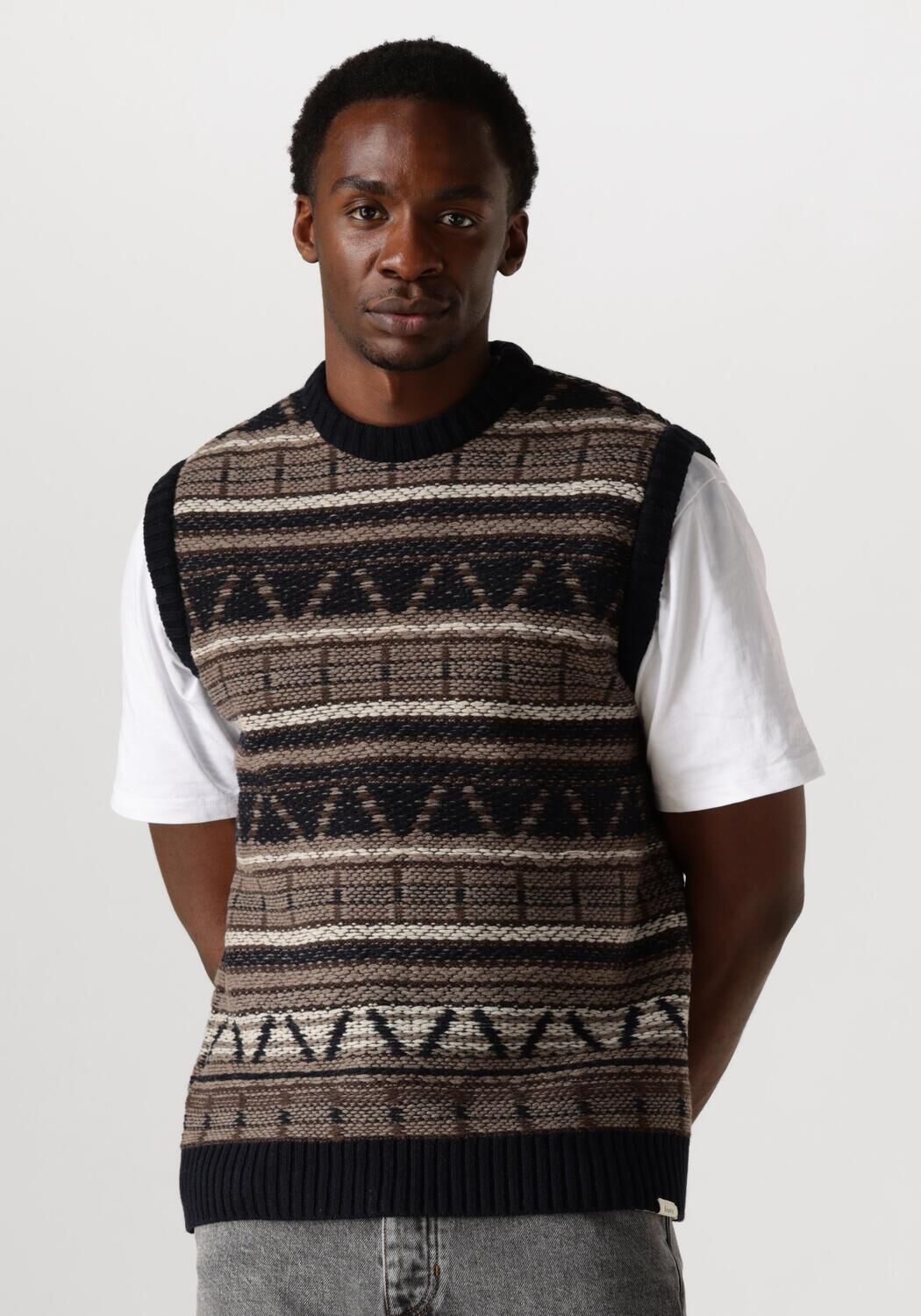 FORÉT Forét Heren Truien & Vesten Cone Jacquard Vest Donkerblauw