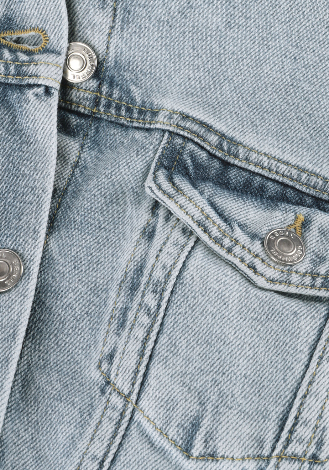 Blauwe COLOURFUL REBEL Spijkerjas ORNEL CROPPED DENIM JACKET - large