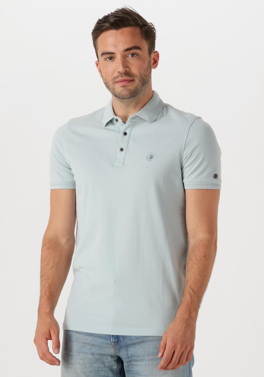 CAST IRON Heren Polo's & T-shirts Short Sleeve Polo Essential Lichtblauw