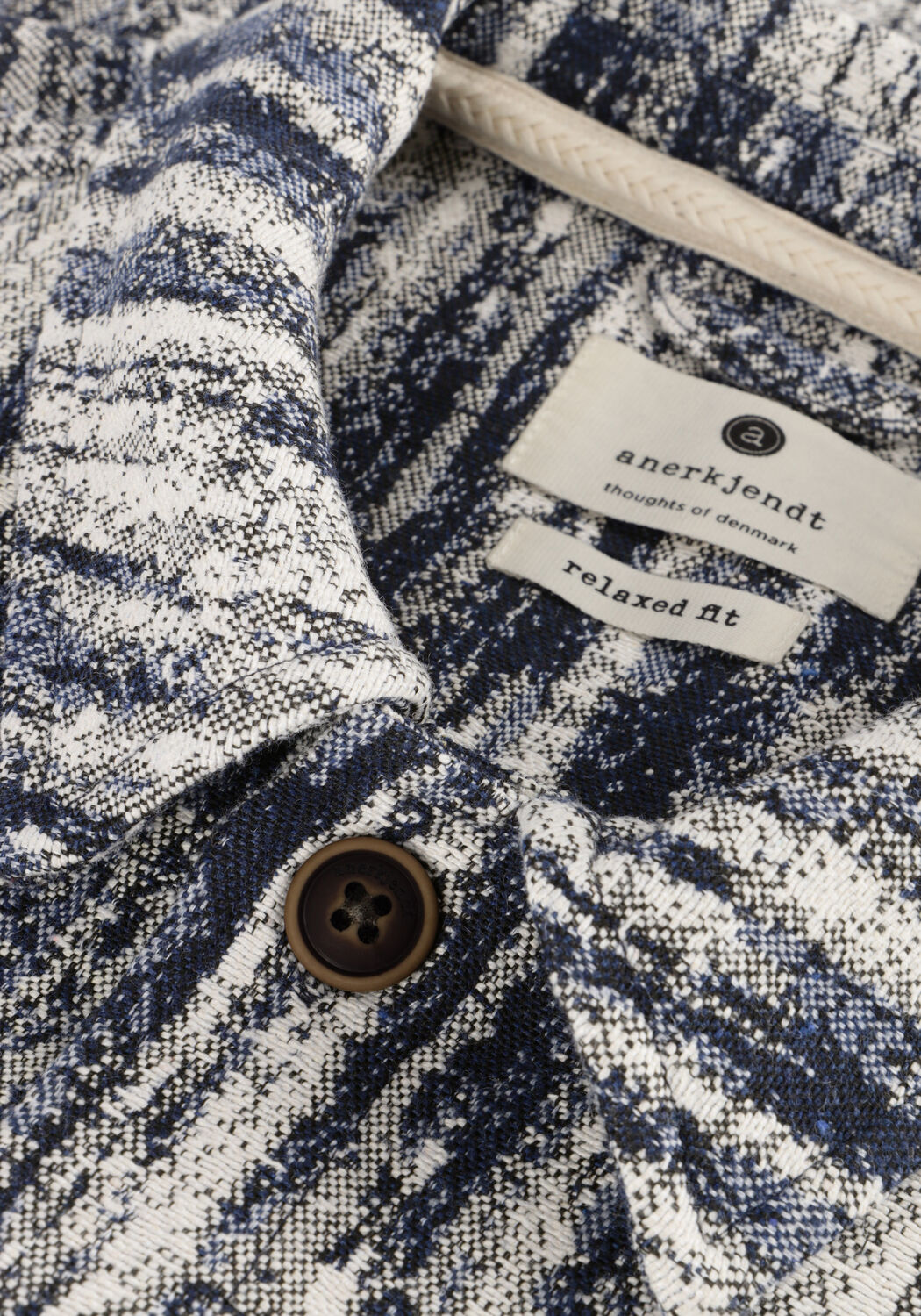 Donkerblauwe ANERKJENDT Overshirt AKOSCAR JACQUARD OVERSHIRT - large