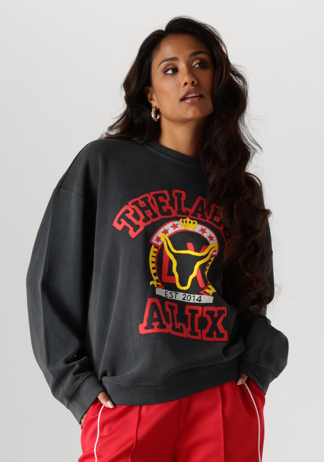 ALIX THE LABEL Dames Truien & Vesten Ladies Knitted Vintage Paint Sweater Zwart