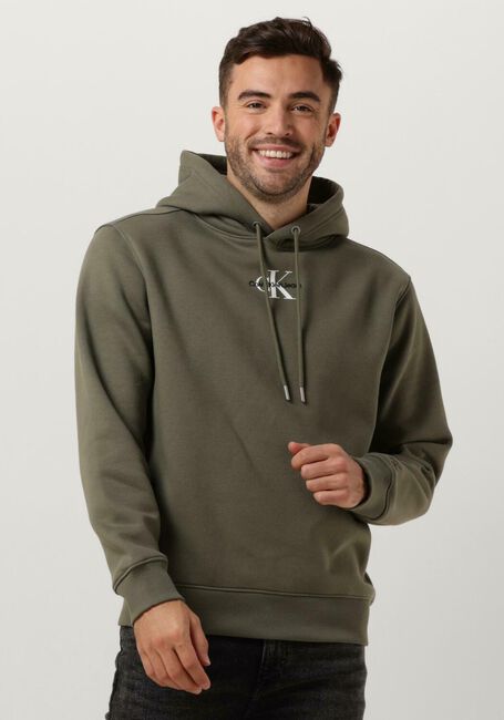 Olijf CALVIN KLEIN Sweater MONOLOGO HOODIE - large