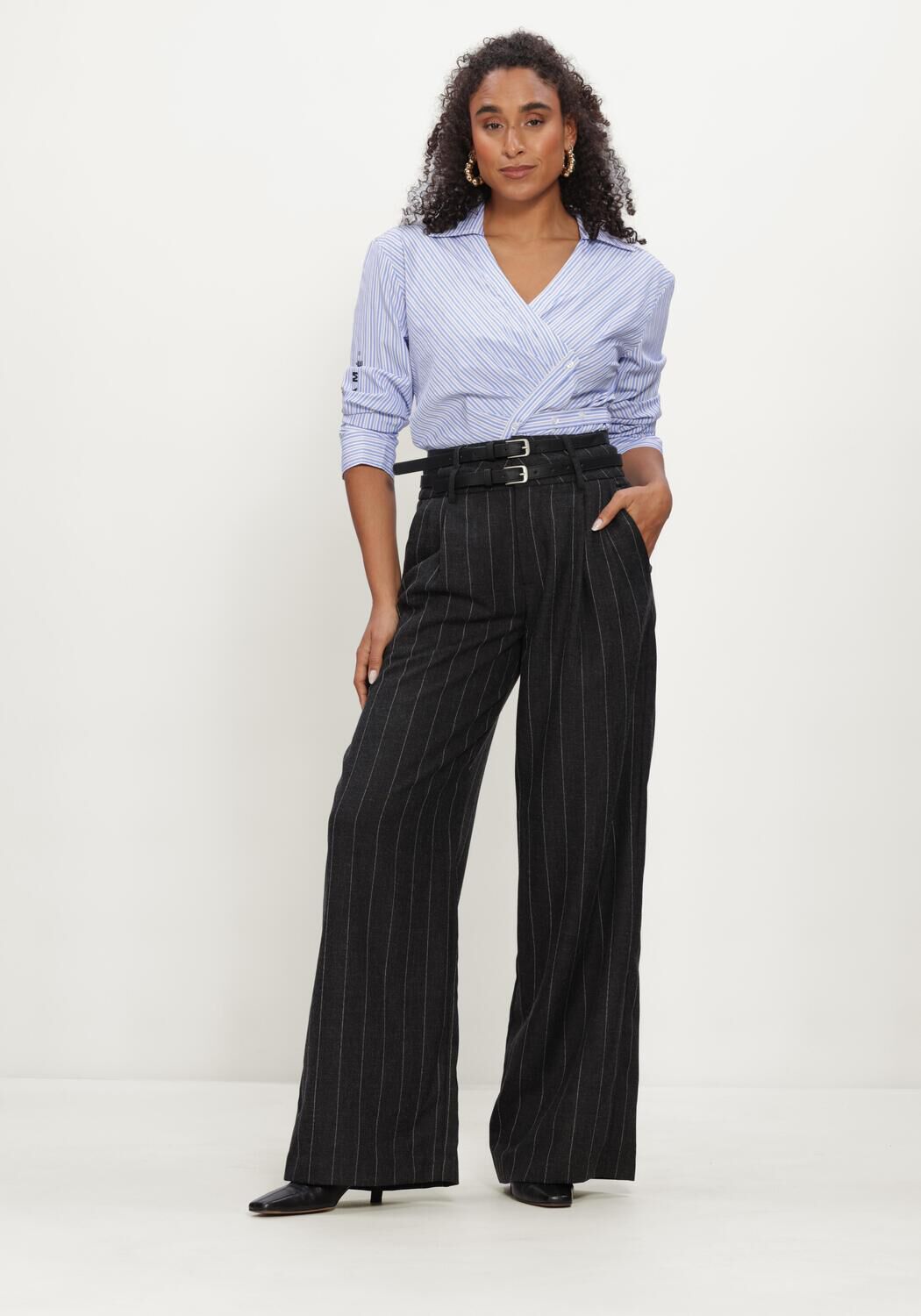HAUTE L'AMITIÉ Haute L'Amitié Dames Broeken Ivanna Belt Tall Pant Antraciet
