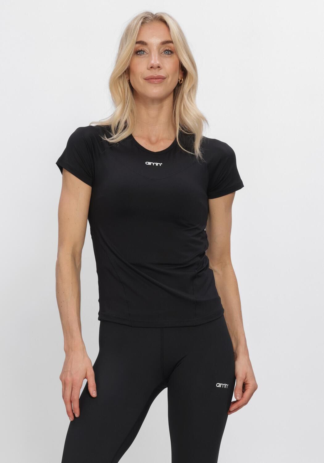 Zwarte AIM'N Sportshirts BLACK SOFT BASIC SHORT SLEEVE - large
