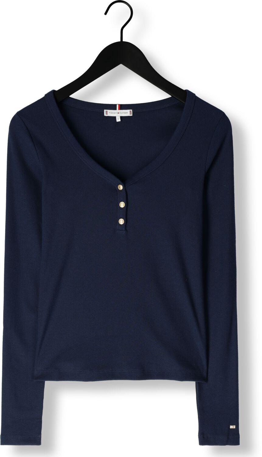 TOMMY HILFIGER Dames Tops & T-shirts Slim Henley Gb Scoop-nk Ls Donkerblauw