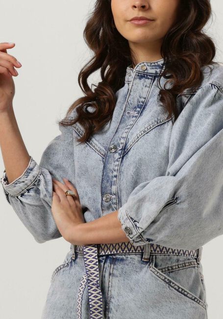 Lichtblauwe SCOTCH & SODA Mini jurk WASHED DENIM TRUCKER SHIRT DRESS WITH BELT - large