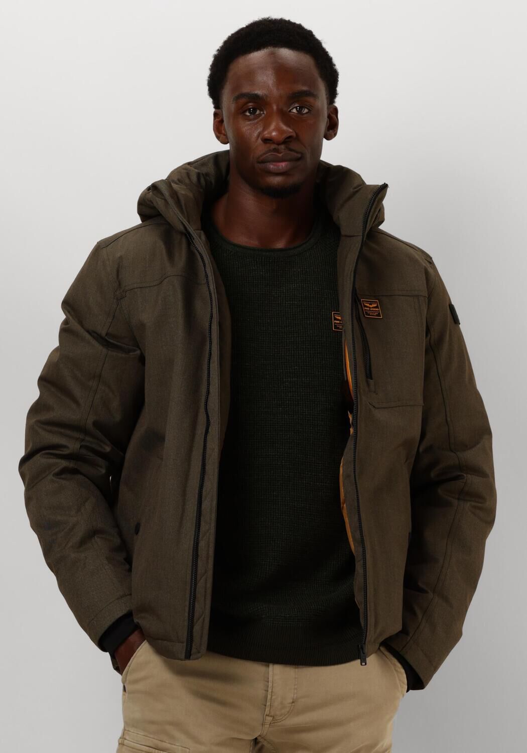 PME LEGEND Heren Jassen Semi Long Jacket Strator Melange Twill Groen