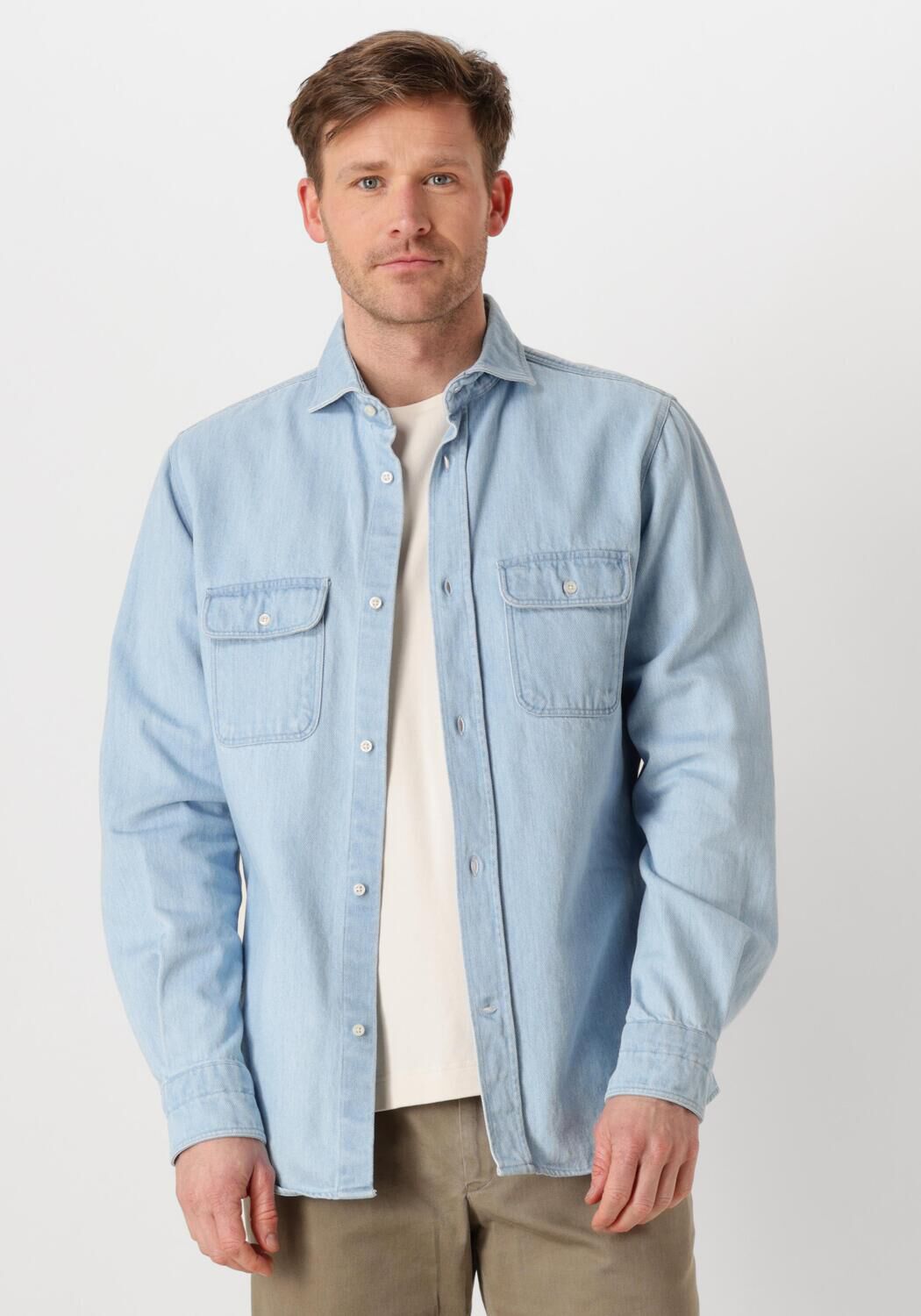 PROFUOMO Heren Overshirts Overshirt Denim Light Blauw