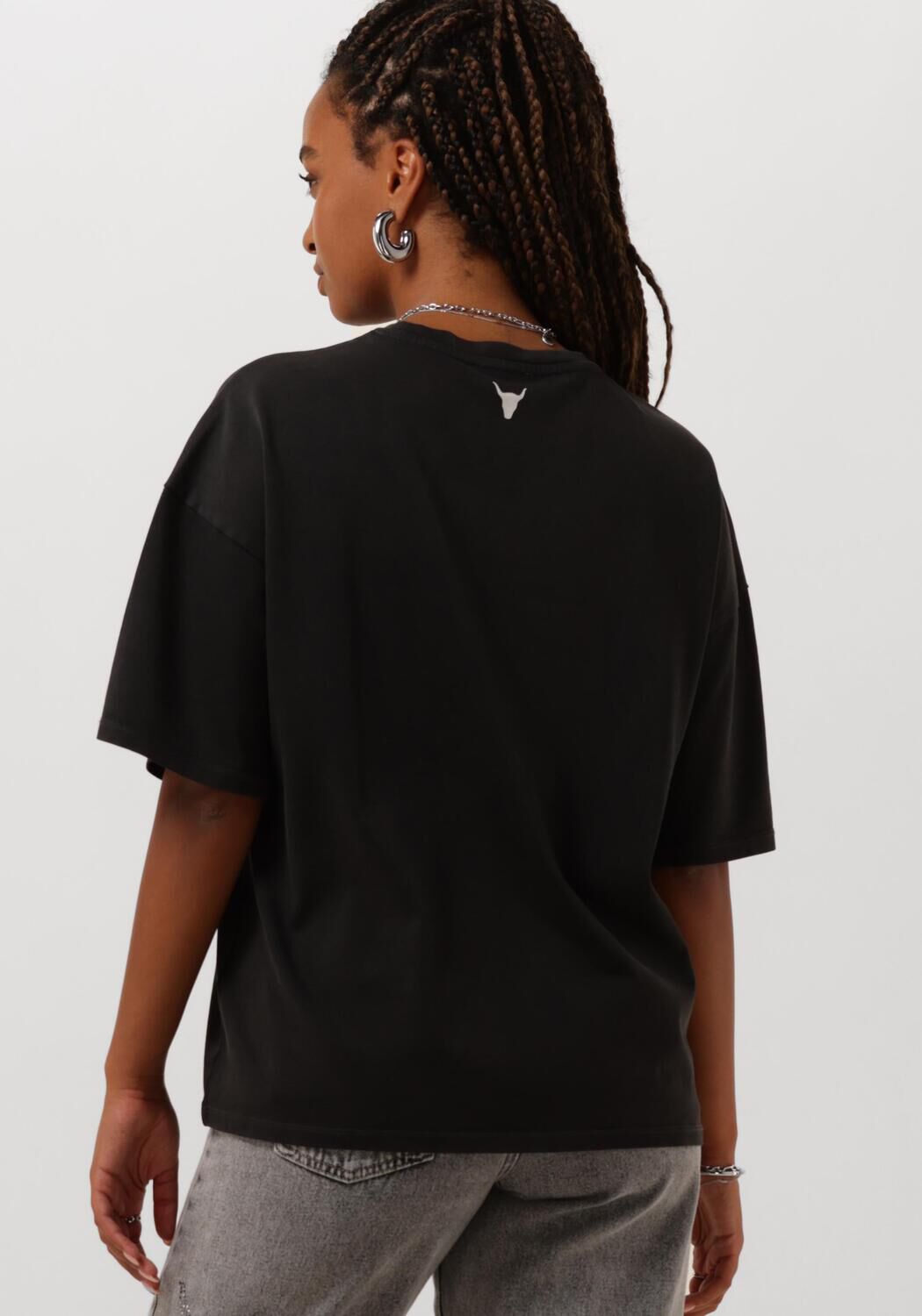 ALIX THE LABEL Dames Tops & T-shirts Ladies Knitted Washed Label T-shirt Grijs