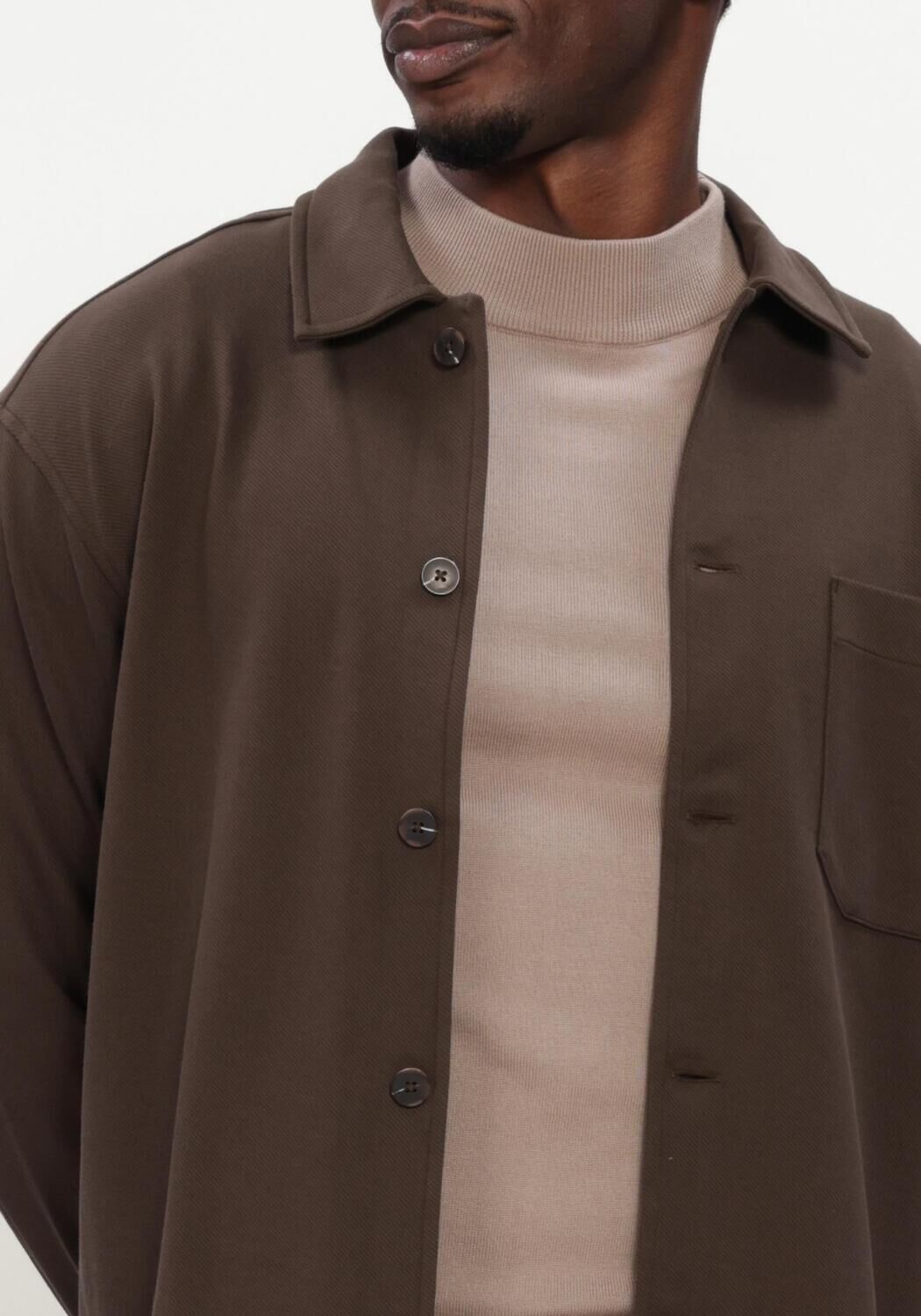Bruine SELECTED MEN Overshirt SLMSOL LS OVERSHIRT - large