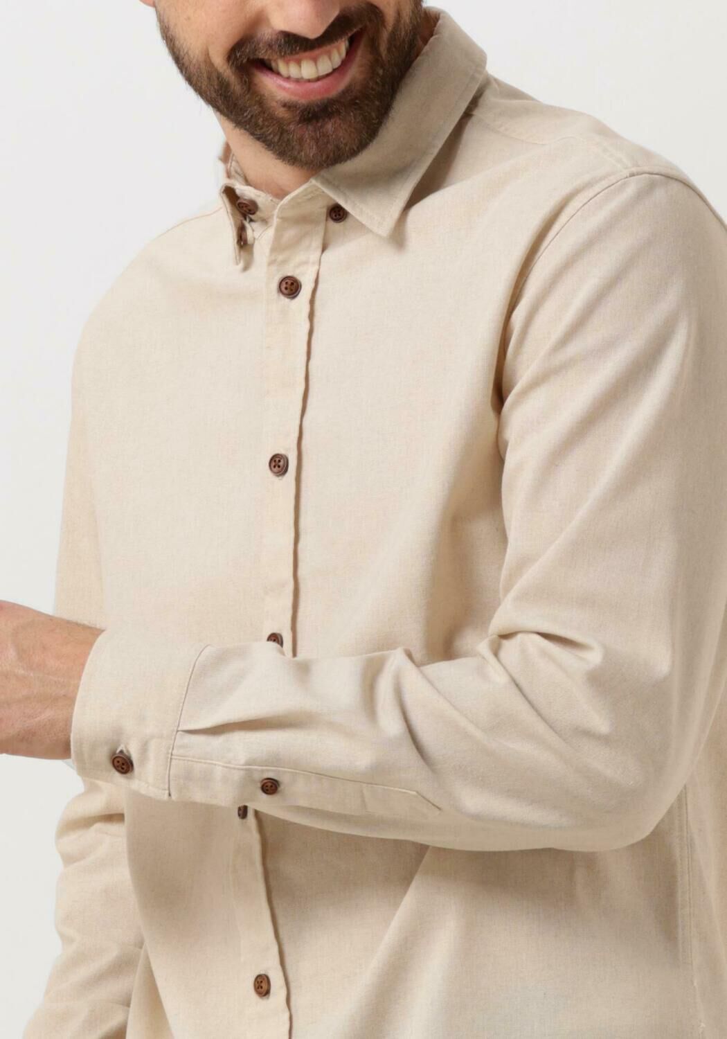 ANERKJENDT Heren Overhemden Akleif L s Cot linen Shirt Zand