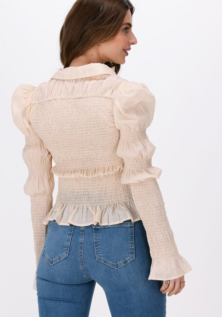 Beige NA-KD Blouses SMOCKED FRILL BLOUSE - large