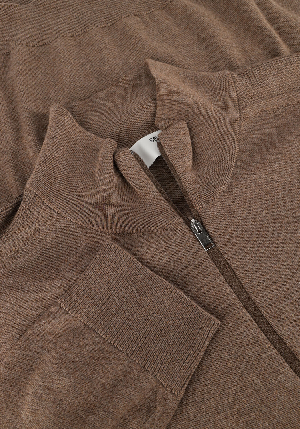Bruine SELECTED MEN Trui SLHBERG HALF ZIP CARDIGAN NOOS - large