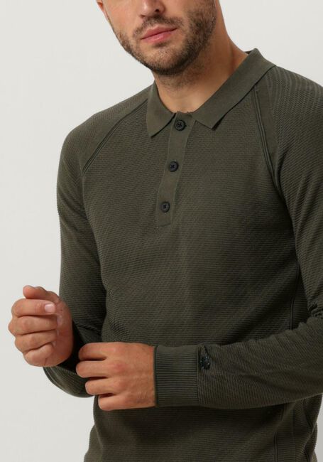 Groene CAST IRON Longsleeves LONG SLEEVE POLO SLIM FIT COTTON MODAL - large