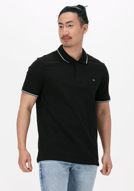 Zwarte CALVIN KLEIN Polo STRETCH PIQUE TIPPING SLIM POLO - large