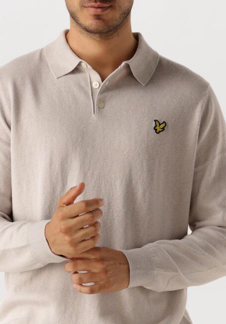 Beige LYLE & SCOTT Trui COTTON MERINO LONG SLEEVE KNITTED POLO - large